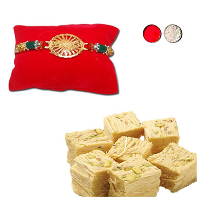"Thammudu Rakhi - ZR-5580 A (Single Rakhi), 500gms Haldiram Soanpapdi - Click here to View more details about this Product